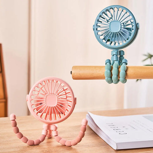 Baby Stroller Fan with Flexible Tripod Portable Handheld Fan USB Charging Mini Desk Cooling Fan 500mAh for Baby Stroller Student