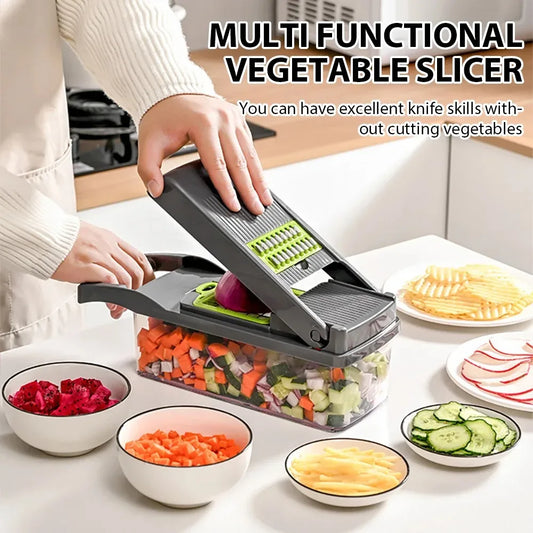 16-in-1 Vegetable Chopper Set, All-in-One Food Cutter with Slicer, Dicer, Grater, Egg Separator & Peeler for Kitchen Prep