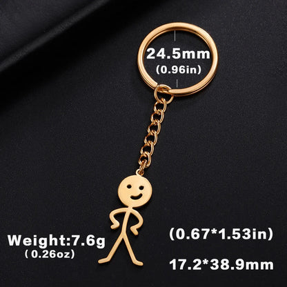 Teamer Funny Middle Finger Stickman Keychain 2025 Cute Trend School Bag Car Key Pendant Couple New Trinket Gift Keyring