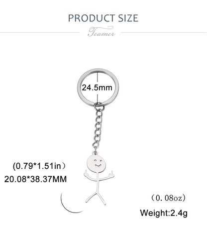 Teamer Funny Middle Finger Stickman Keychain 2025 Cute Trend School Bag Car Key Pendant Couple New Trinket Gift Keyring
