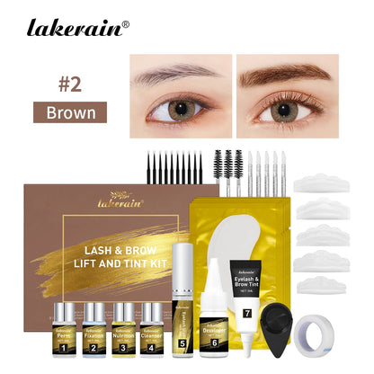 Lakerain Lash & Brow Lift and Tint Kit Long Lasting Effect Nourish Eyelashes Waterproof Easy Application Eyelash & Brow Lift Set