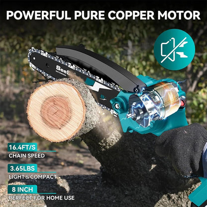 SEESII 8 Inch Electric Chainsaw Mini Cordless Chainsaw Wood Cutter Pruning Garden Power Tools For Makita 18V Battery pin