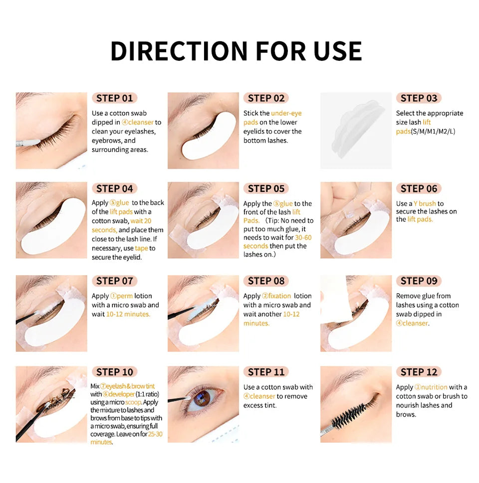 Lakerain Lash & Brow Lift and Tint Kit Long Lasting Effect Nourish Eyelashes Waterproof Easy Application Eyelash & Brow Lift Set