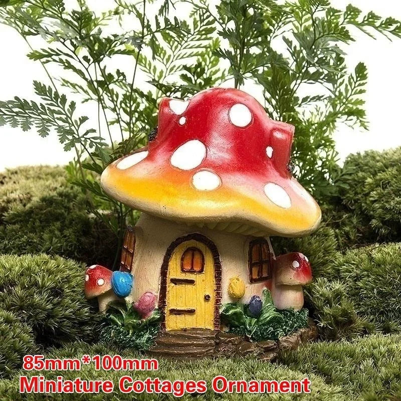 Handmade Creative Art Crafts Mushroom House Mini Resin Outdoor Decoration Fairy Garden Flower Potting Craft Home Decorative