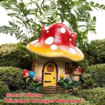 Handmade Creative Art Crafts Mushroom House Mini Resin Outdoor Decoration Fairy Garden Flower Potting Craft Home Decorative