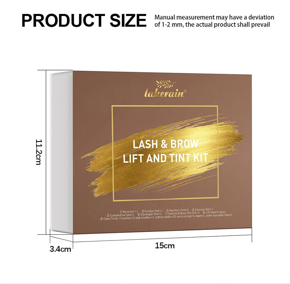 Lakerain Lash & Brow Lift and Tint Kit Long Lasting Effect Nourish Eyelashes Waterproof Easy Application Eyelash & Brow Lift Set