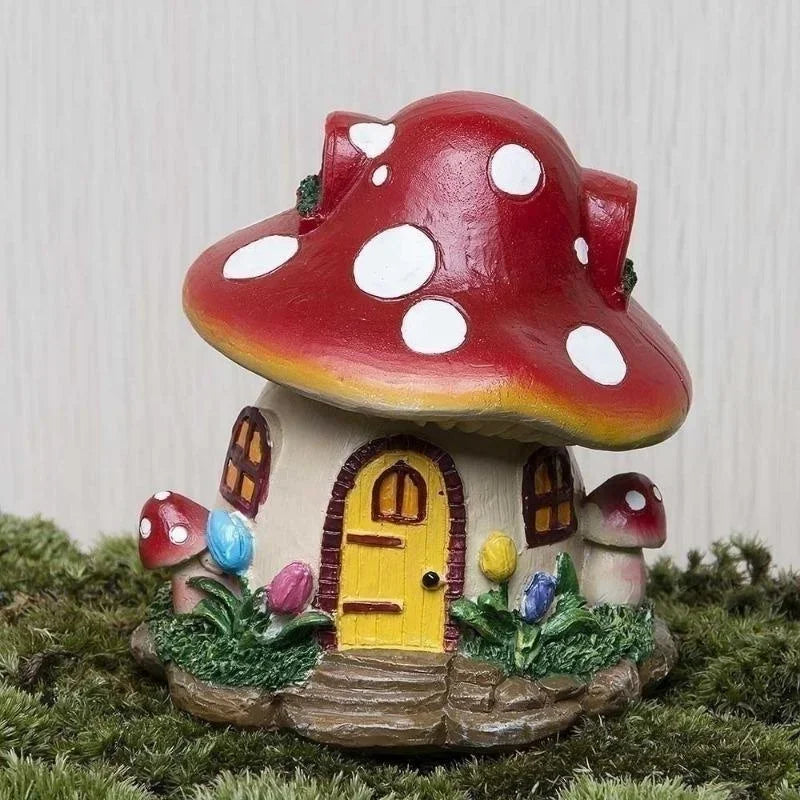 Handmade Creative Art Crafts Mushroom House Mini Resin Outdoor Decoration Fairy Garden Flower Potting Craft Home Decorative