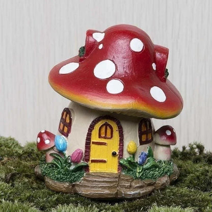 Handmade Creative Art Crafts Mushroom House Mini Resin Outdoor Decoration Fairy Garden Flower Potting Craft Home Decorative