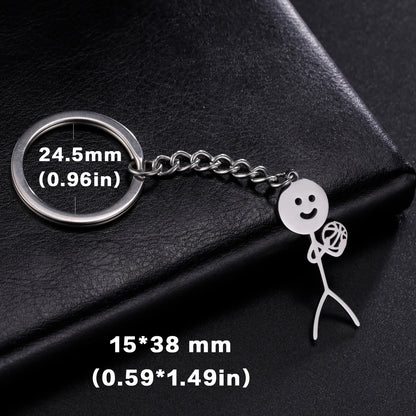 Teamer Funny Middle Finger Stickman Keychain 2025 Cute Trend School Bag Car Key Pendant Couple New Trinket Gift Keyring