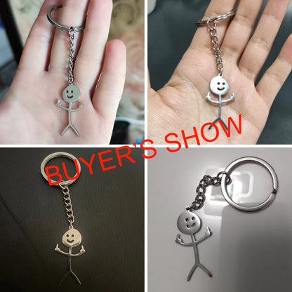 Teamer Funny Middle Finger Stickman Keychain 2025 Cute Trend School Bag Car Key Pendant Couple New Trinket Gift Keyring