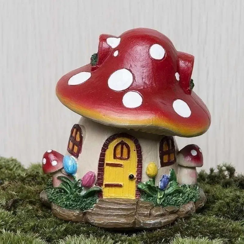 Handmade Creative Art Crafts Mushroom House Mini Resin Outdoor Decoration Fairy Garden Flower Potting Craft Home Decorative