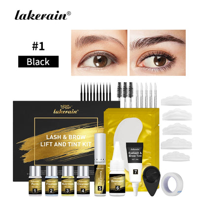Lakerain Lash & Brow Lift and Tint Kit Long Lasting Effect Nourish Eyelashes Waterproof Easy Application Eyelash & Brow Lift Set