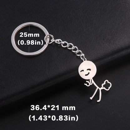 Teamer Funny Middle Finger Stickman Keychain 2025 Cute Trend School Bag Car Key Pendant Couple New Trinket Gift Keyring