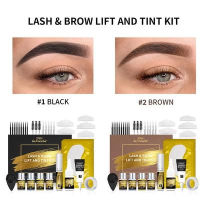Lakerain Lash & Brow Lift and Tint Kit Long Lasting Effect Nourish Eyelashes Waterproof Easy Application Eyelash & Brow Lift Set
