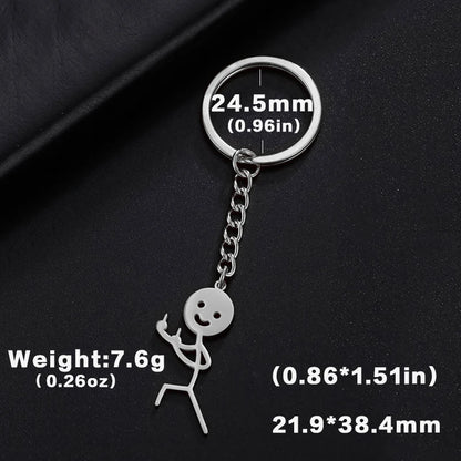 Teamer Funny Middle Finger Stickman Keychain 2025 Cute Trend School Bag Car Key Pendant Couple New Trinket Gift Keyring