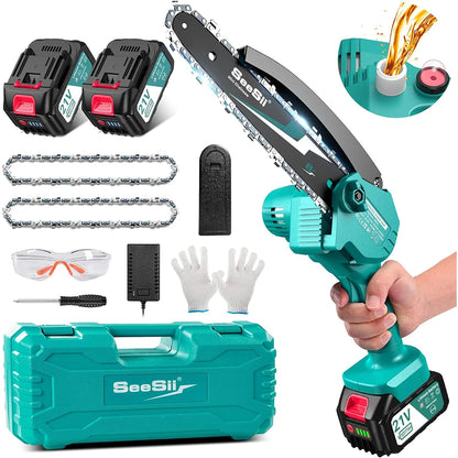 SEESII 8 Inch Electric Chainsaw Mini Cordless Chainsaw Wood Cutter Pruning Garden Power Tools For Makita 18V Battery pin
