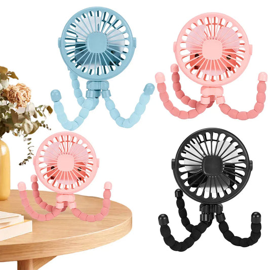 Baby Stroller Fan with Flexible Tripod Portable Handheld Fan USB Charging Mini Desk Cooling Fan 500mAh for Baby Stroller Student