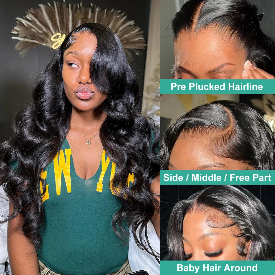 40 44 Inch Body Wave 13x6 Hd Transparent Lace Frontal Wig 13x4 Lace Front Human Hair Wig 360 Brazilian PrePlucked Wigs For Women