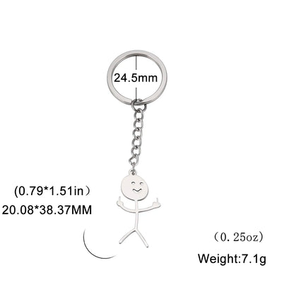Teamer Funny Middle Finger Stickman Keychain 2025 Cute Trend School Bag Car Key Pendant Couple New Trinket Gift Keyring